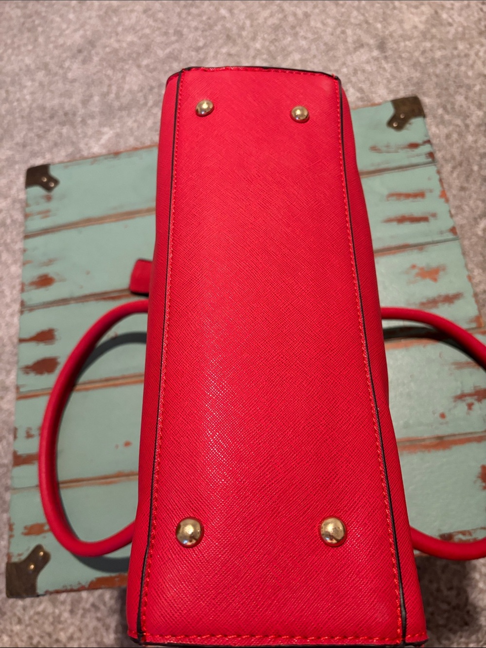 NWOT Michael Kors Red Saffiano Leather Satchel with Gold Hardware - Picture 10 of 12